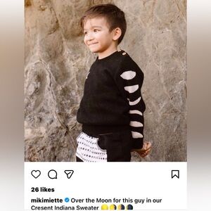 NWT MIKI MIETTE OVER THE MOON SWEATER SZ 2T BLK UNISEX